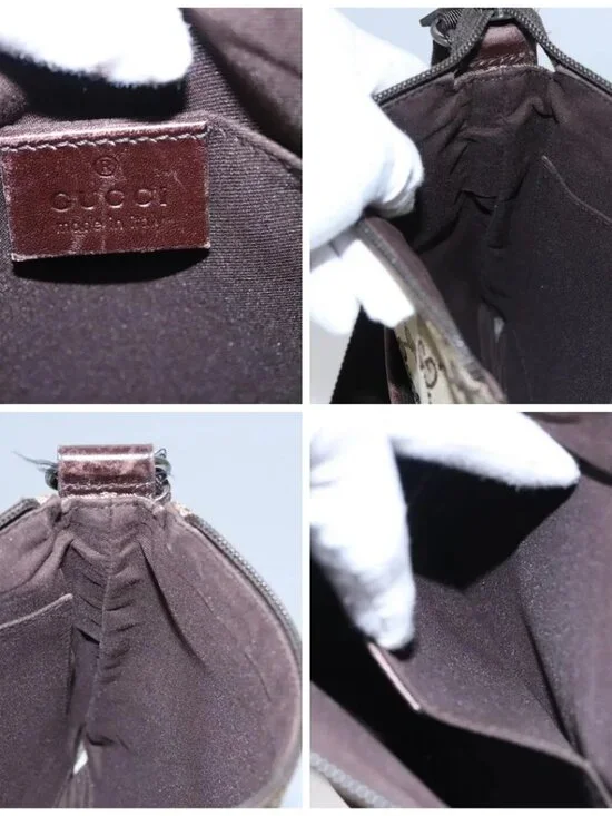 GUCCI GG Canvas Shoulder Bag Beige Brown gold - Picture 15 of 16